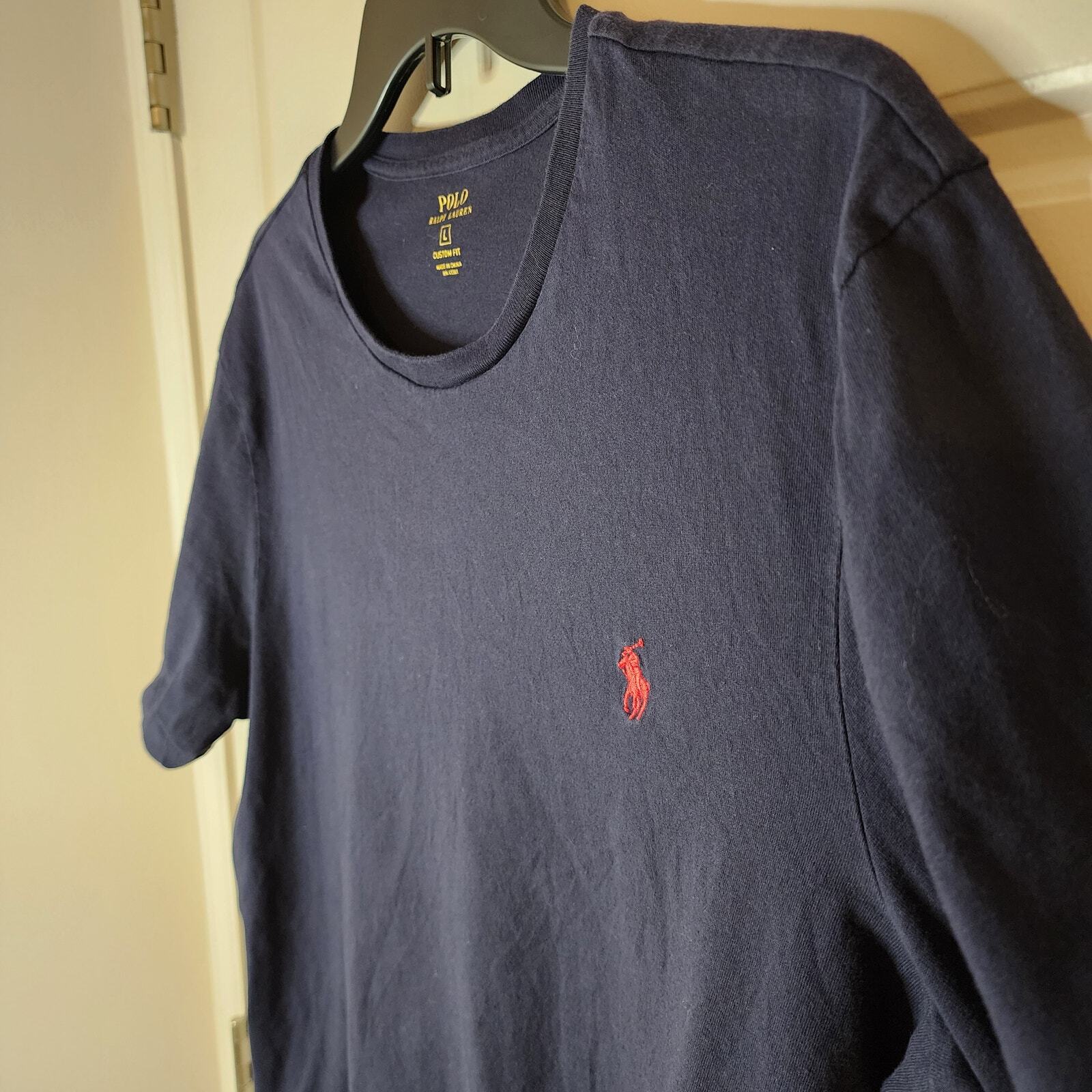 Polo Ralph Lauren T shirt da uomo grande blu navy con pony rosso preppy classica tranquilla lusso