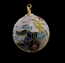 Cloisonné Pink Christmas Ornament Enamel Metal Angel Dove Peace 3” NYCO