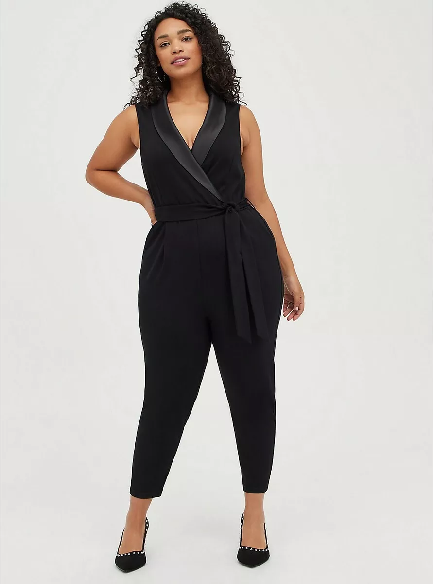 Sleeveless sales tuxedo jumpsuit
