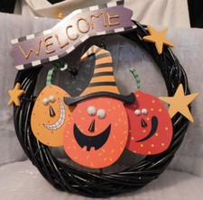VTG: Halloween Wreath/door hanging - Addorable Pumpkin Witch Pumpkin Friends,