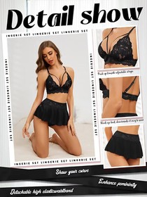 Women Sexy Lingerie Babydoll Sleepwear Underwear Lace Bralette,Skirt,G-String US
