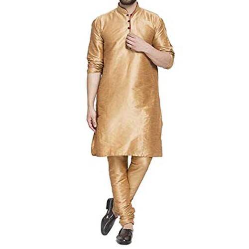 Traditional Plain Full Sleeve Silk Kurta Pajama Regular Fit Party Were For Mens - Picture 14 of 66