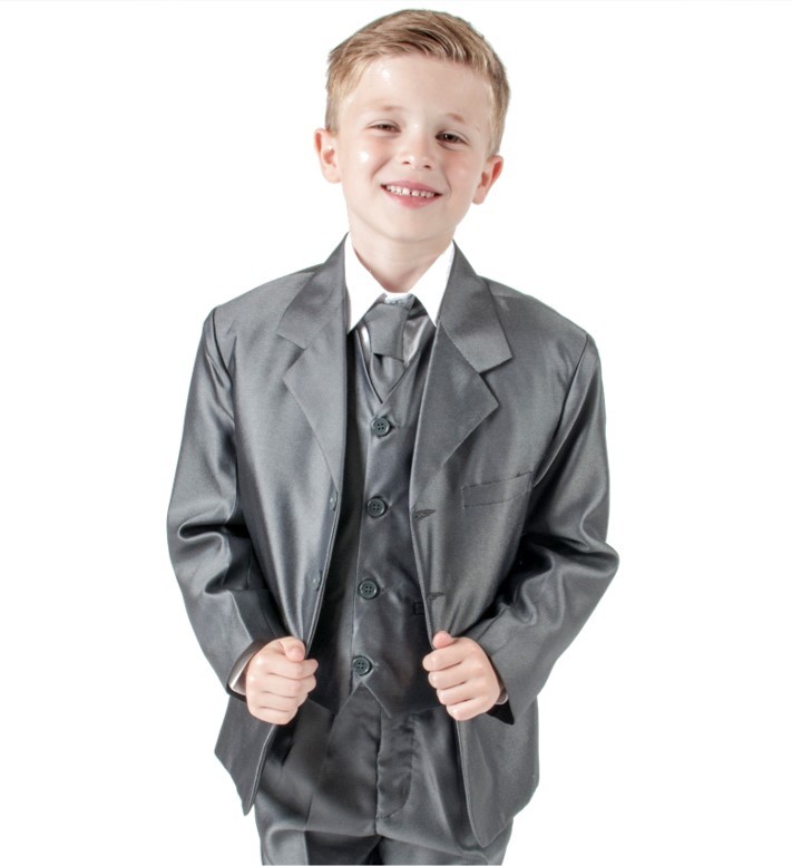 Boys Suits Piece Grey Suit Wedding Page Boy Formal Party Shiny