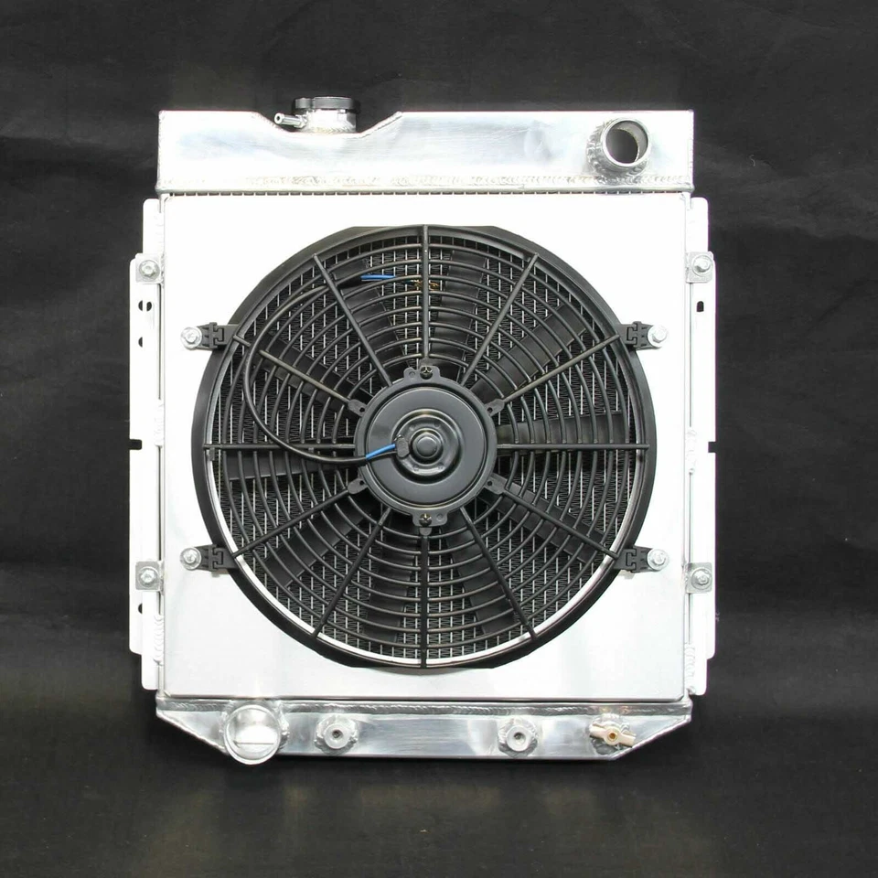 Radiador de aluminio AT para Ford Falcon Mustang Mercury Comet 60-66 3 filas + cubierta del ventilador Foto 2 de 4