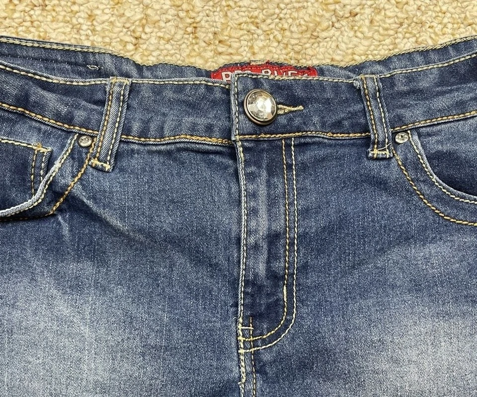 Pantalones cortos de jean Red Remache para mujer talla 5 desgastados elásticos dobladillo deshilachado (cintura 32") Foto 4 de 4