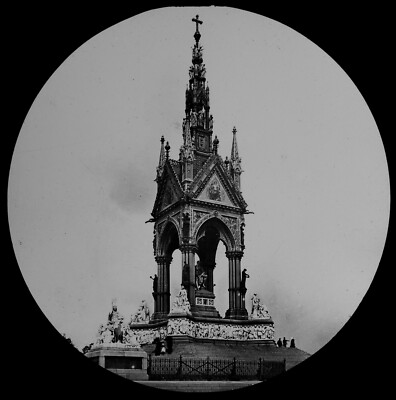 THE ALBERT MEMORIAL LONDON GENERAL VIEW C1890 PHOTOGRAPH Magic Lantern Slide
