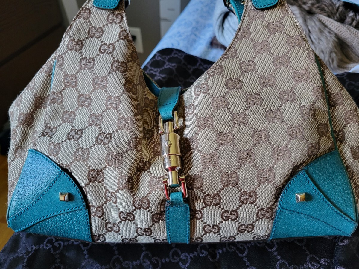 Gucci Vintage Piston Lock Jackie Turquoise Very Good Condition | eBay
