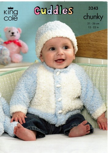 KING COLE CUDDLES CHUNKY jackets/sweater/hat KNITTING PATTERN - Picture 2 of 2