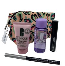 CLINIQUE 5pc Gift Set Mascara Eyeliner Makeup Remover Mouse Cleanser Gift Bag