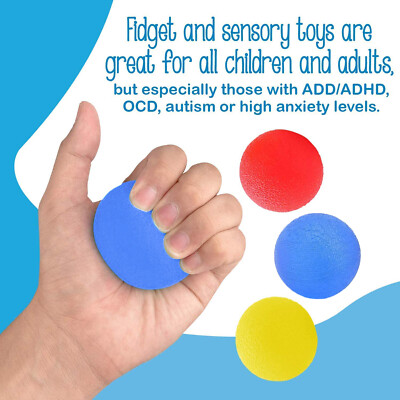 Stress Relief Balls, 3 Pack Gel Flexible Ball Take Relief For Adults.Hand Exercise Balls & Grip Strength Trainer For ADHD, Autism And More
