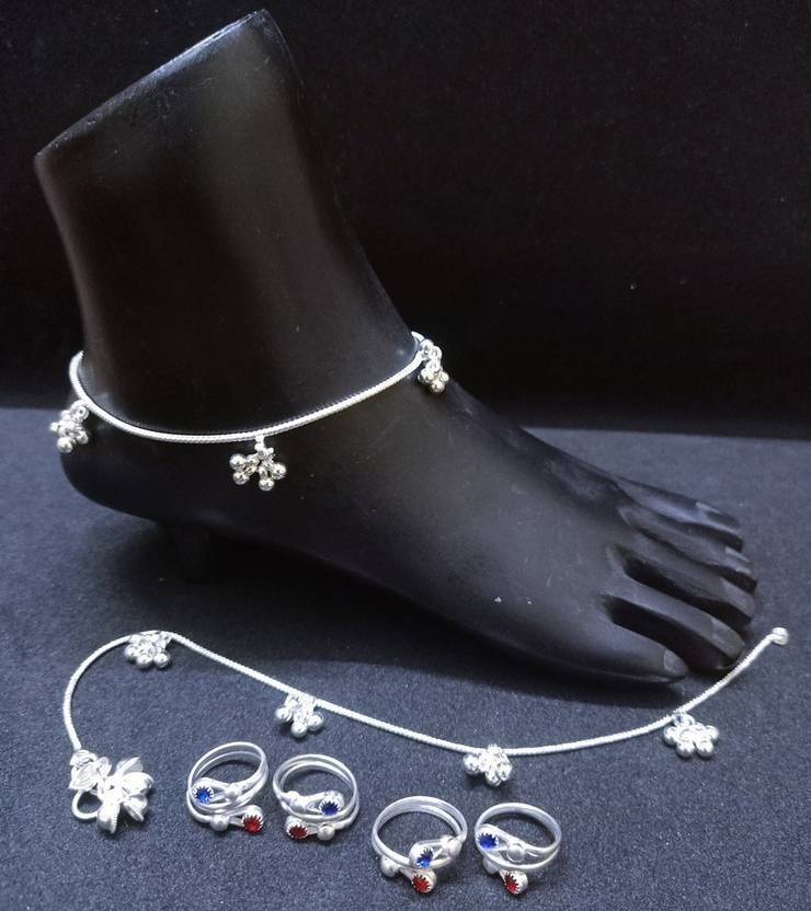 Anklet And Toe Ring Silver Plated Ankle Chain Women Anklets