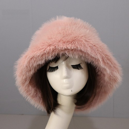 Sombrero de cubo difuso para mujer invierno mullido peludo felpa imitación piel sombreros gorra de pescador - Imagen 38 de 66