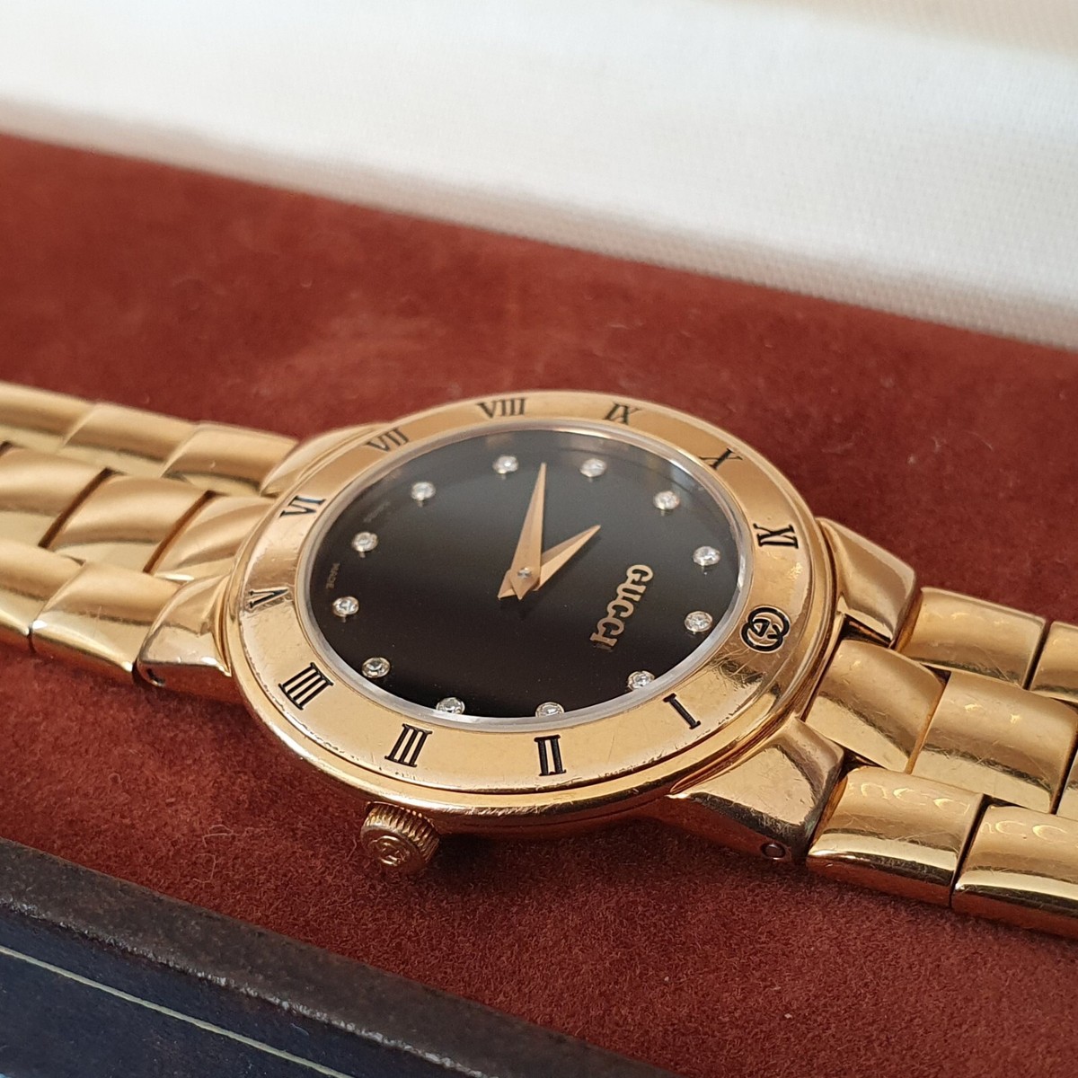 Gucci 3300L 18K Gold Plated Women's Watch with Diamond Hour