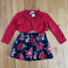 NWT Janie and Jack Rosette Cardigan and Floral Skirt set 2T