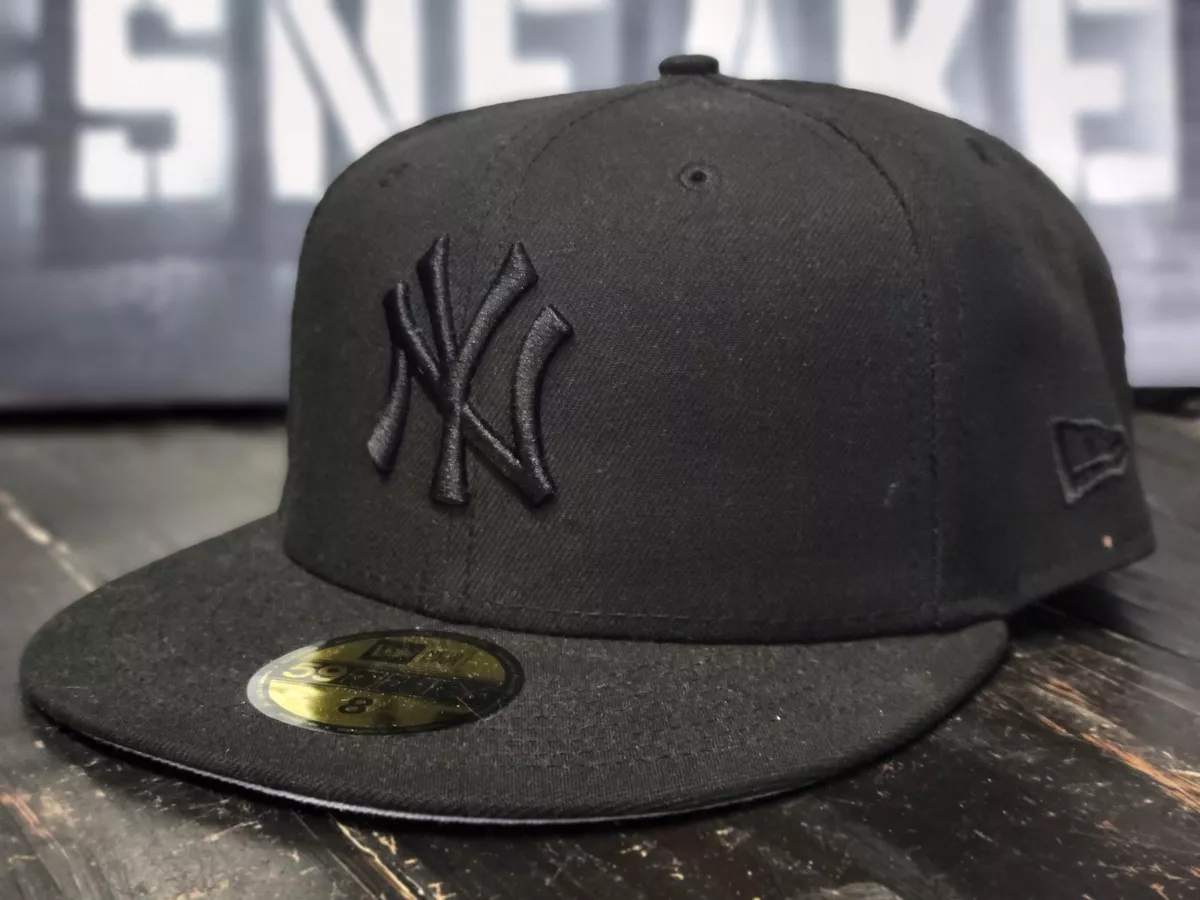New Era 5950 NY Yankees Triple Black Logo 1999 World Series Fitted Hat Men