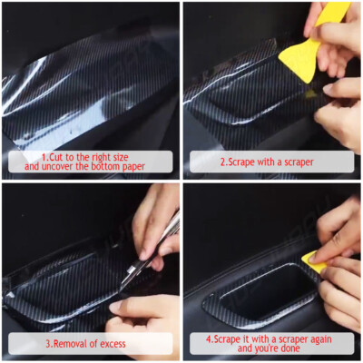 Rollo de vinilo 5D de fibra de carbono negra para coche, decoración de borde con calcomanía de