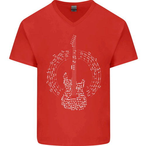 Guitar Notes Electric Guitarist Player Rock Mens V-Neck Cotton T-Shirt - 第 22/37 張圖片