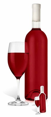 Riesiges Rotweinglas und Flasche mit Mini-Pappausschnitt / Aufsteller / Aufsteller