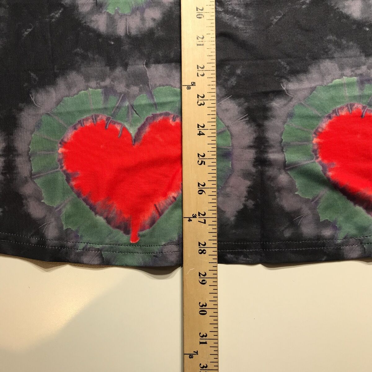 Womens Multicolor Tie Dye Heart Pattern Long Maxi Trumpet Womens Multicolor Tie Dye Heart Pattern Long Maxi Trumpet