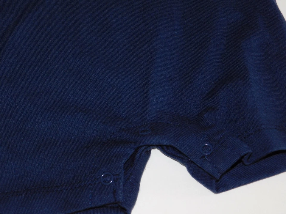 3 6 Month Infant Baby Boy Outfit Football Captain One Piece Shorts Blue - Image 3 of 4