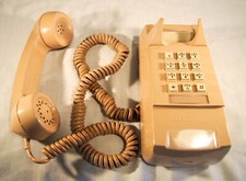GTE wall mounted push-button phone beige long receiver cord model 192