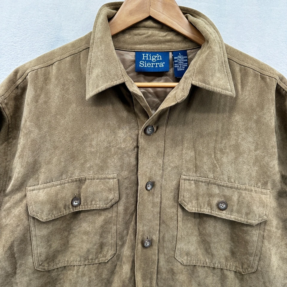 High Sierra Leather Jacket Mens Large Western Suede Tan Chore Coat Shacket - Image 4 of 4