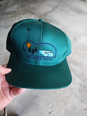Vtg NWT Niagara Falls New York Snapback Cap Dark Green Hat New Souvenir 