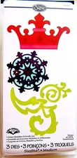 Crown Medallion and Scrolls Flourish Sizzix Sizzlits Die Set 657128 NEW!