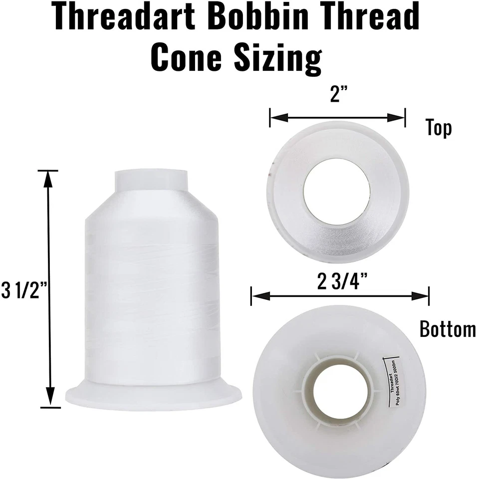 ThreadArt Bobbin Thread -5000 Meter Cones- Black or White for Machine Embroidery - Image 3 of 4