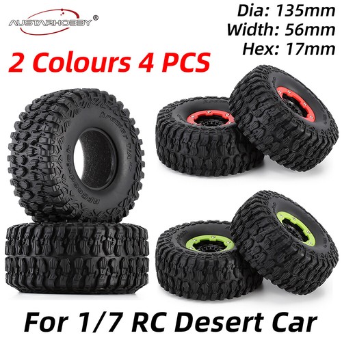4x Short Course Truck Reifen & Räder 17mm Hex für RC 1/7 Desert Truggy Truck - Bild 2 von 15