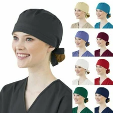 Surgical Scrub Cap Medical Doctor Nurse Cotton Bouffant Hat Adjustable HeadCover