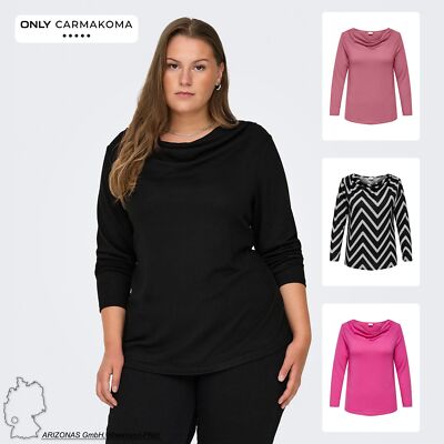 ONLY Curvy Damen Bluse Plus Size V-Ausschnitt Langarm Regular Fit elastisch