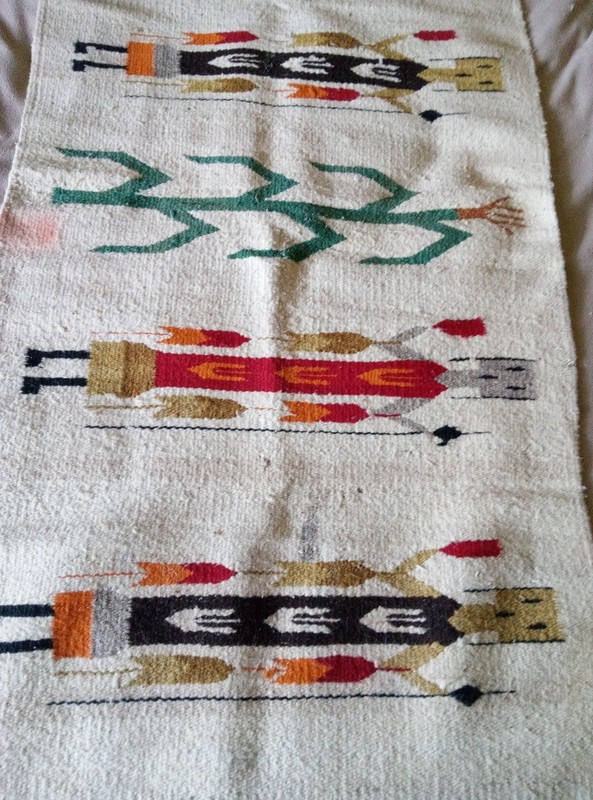 VTG Yei Navajo Style Rug Handwoven Wool Double Sided Wall Hanging Set Tapestry