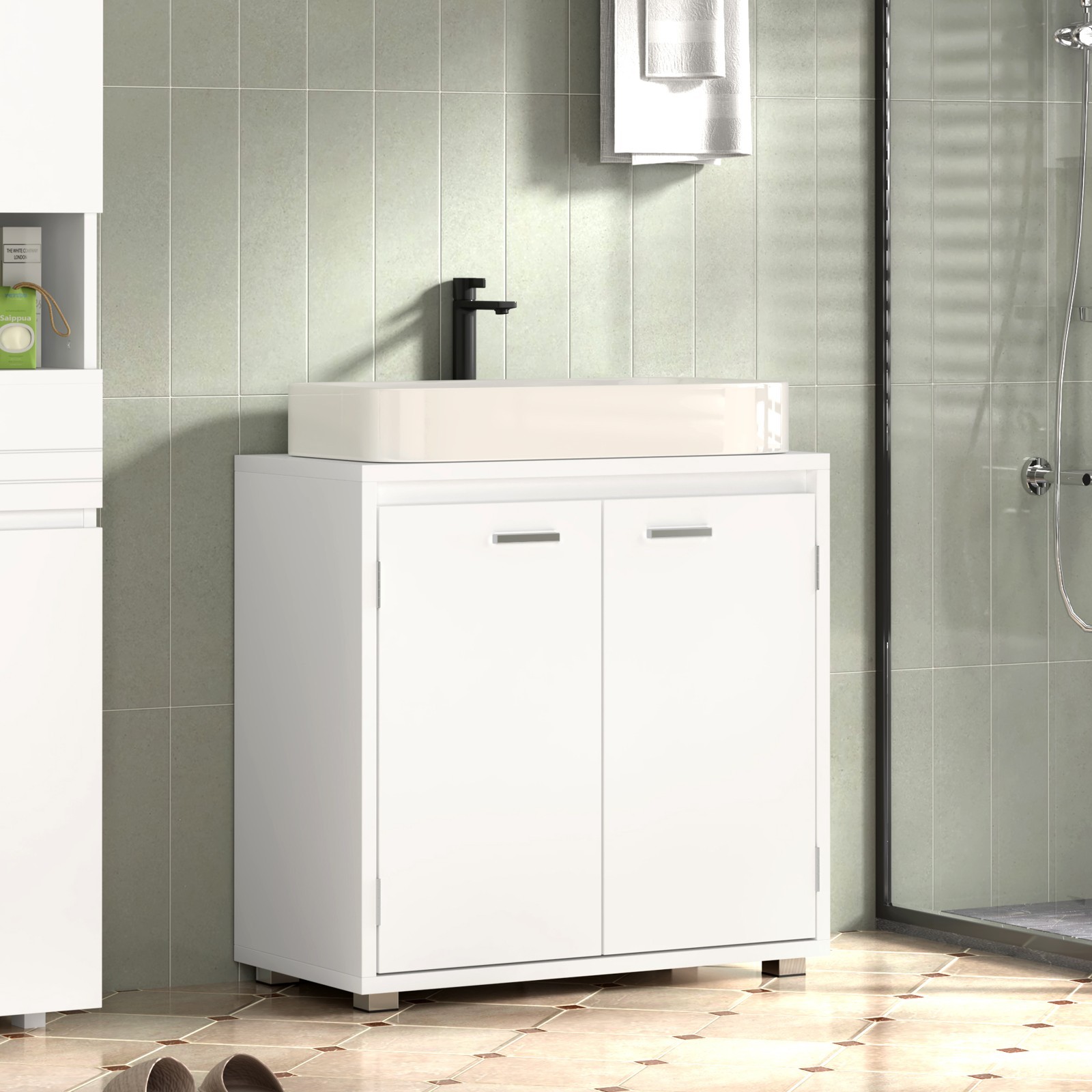 Under Sink Bathroom Cabinet Basin Unit Cupboard Storage Unit Furniture White