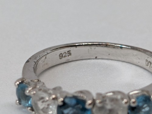 925 Silver Ring With Blue And White Stones. SIZE O1/2 - Picture 5 of 7
