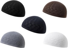 5Pcs Men's Muslim Kufi Hat - Cotton Islam Prayer Cap Muslim Crochet Hat Islam...