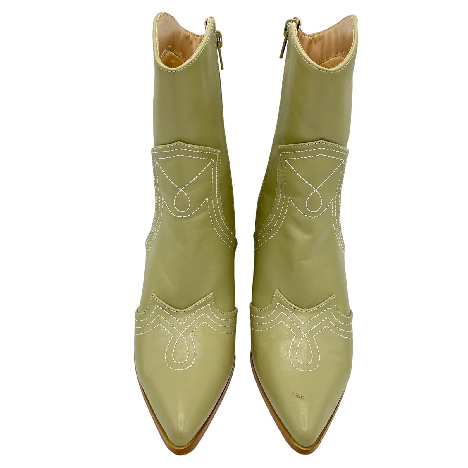 Lulus Gladley Womens Size 8 Green Western Ankle Boots Pointed Toe