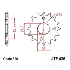 JT Front Sprocket 13 Tooth 520 Pitch JTF436.13 Fits Suzuki RG 250 1983-1988