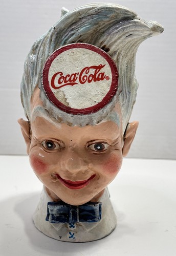 Authentic Vintage Coca Cola Sprite Boy Cast Iron Coin Bank