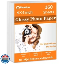 Reastar 4x6 Glossy Photo Paper, 160 Sheets Picture Paper for Inkjet Printer, 