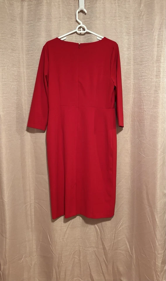 NWT Talbots Women’s Size 12 Red Polyester Blend V-Neck Fully Lined Sheath Dress - Image 4 of 4