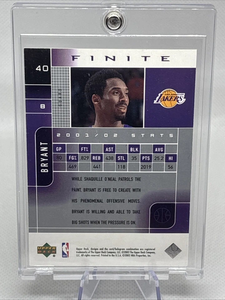 2002-03 Upper Deck Finite - Kobe Bryant #40 /1999 Lakers HOF NM - Image 3 of 3