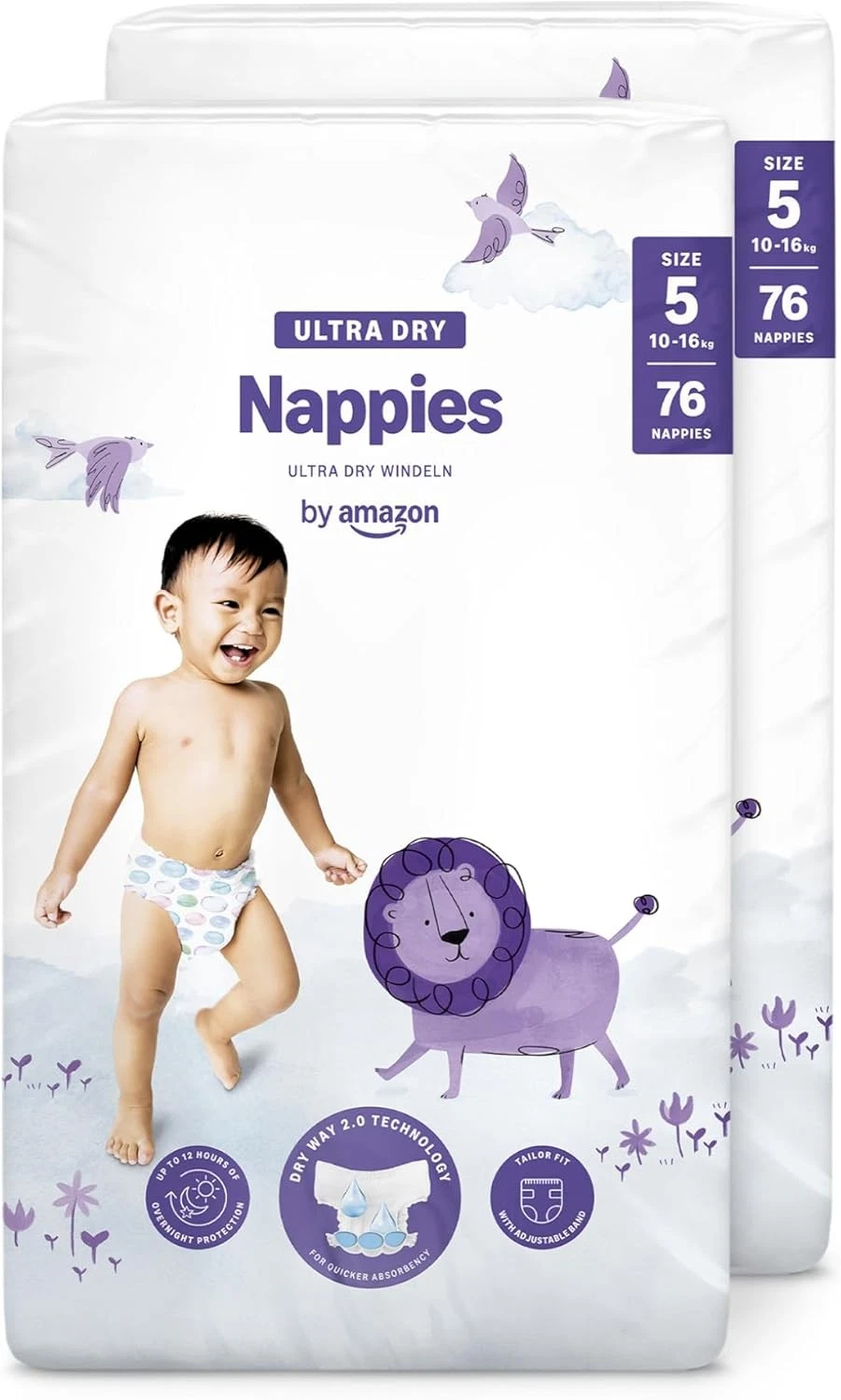 By Amazon Ultra Dry Nappies - Size 5 (10-16 kg) - With Channels- 152 Units
