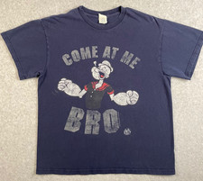 Vintage Popeye Come At Me Bro T Shirt Delta Pro Weight L Navy