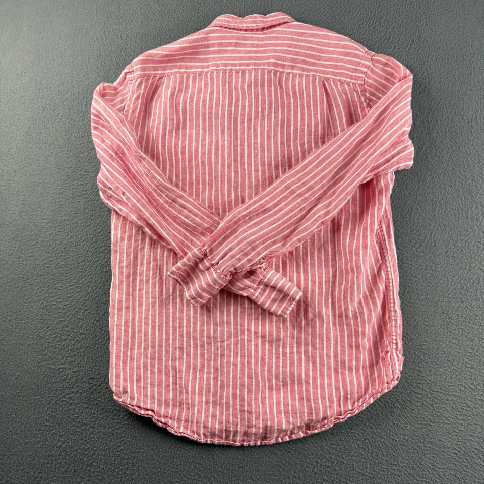 J Crew Shirt Men’s M Pink Baird McNutt Irish 100% Linen Striped Pocket Summer - Image 3 of 4