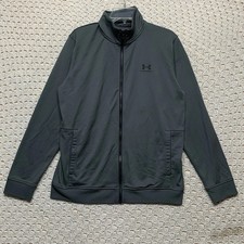 Under Armour Track Jacket Mens M Gray Full Zip Lightweight Pockets Polyester