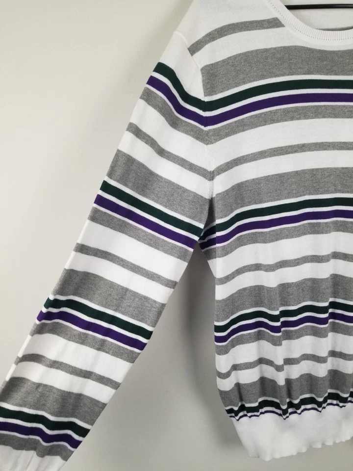 Sean John sweater 3XL NWT Thin white with colored striped sweater - Image 3 of 4
