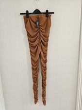 PRETTYLITTLETHING Trousers Caramel Brown Women Size 14