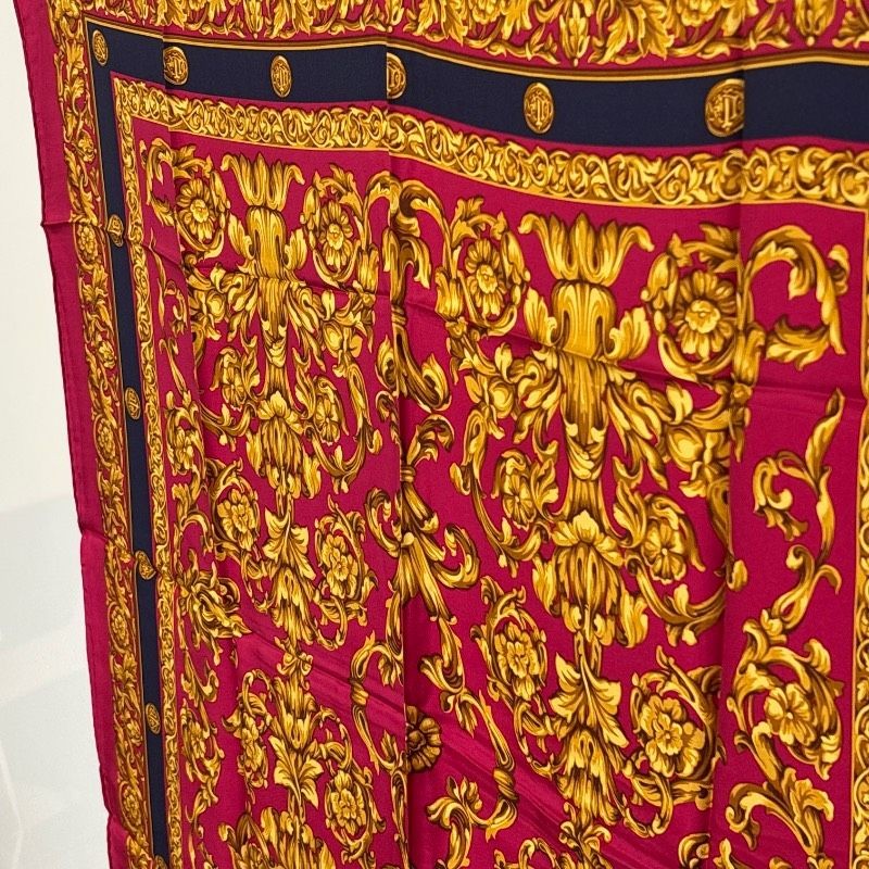 Christian Dior Silk Square Scarf Red/Gold 34.3 in Pre owned thumbnail 10