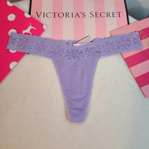 Tanga clásico de algodón con ribete de encaje copo de nieve Y2K Victoria's Secret talla M - Imagen 1 de 5